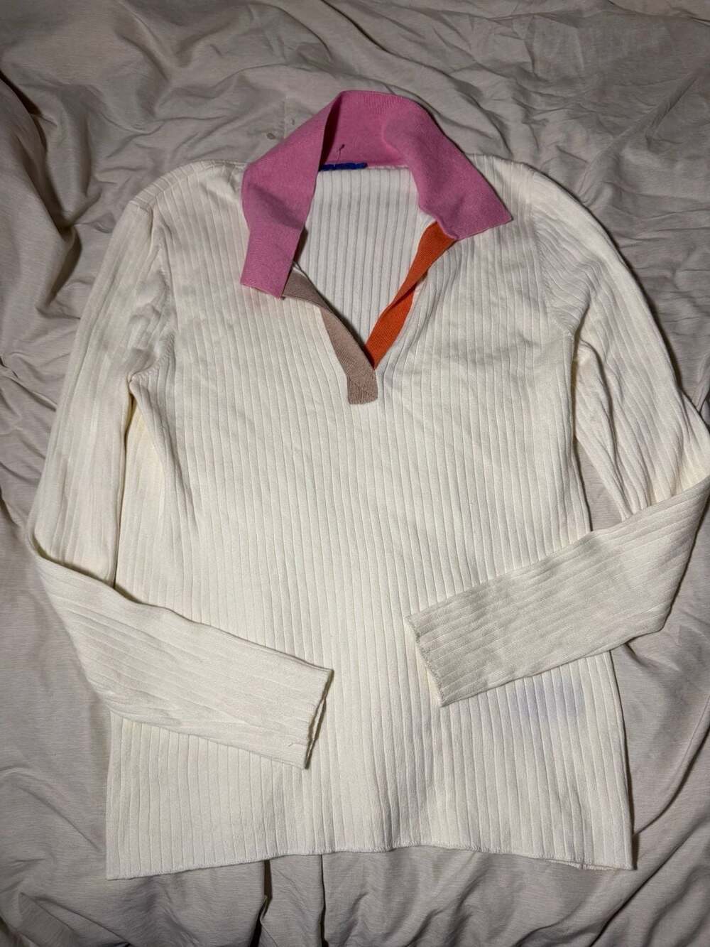 J.McLaughlin Long Sleeve Ribbed Knit Polo Sweater